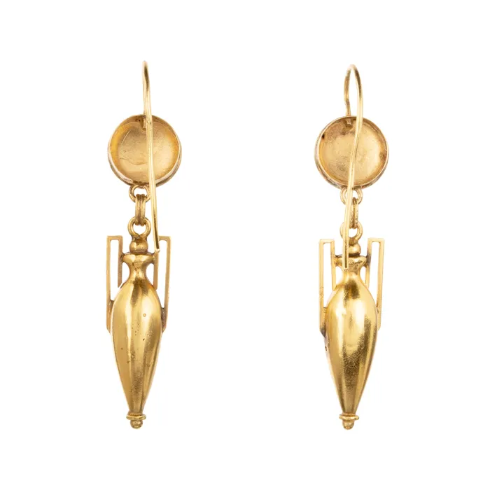 Victorian Era Gold Amphora ROMA Earrings Bell Bird Antiques Earrings