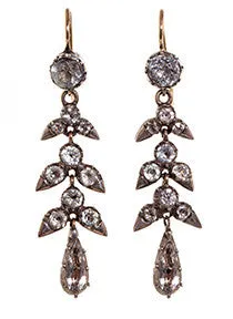 Victorian Paste Leaf Earrings Bell Bird Antiques Earrings