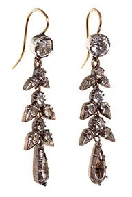 Victorian Paste Leaf Earrings Bell Bird Antiques Earrings