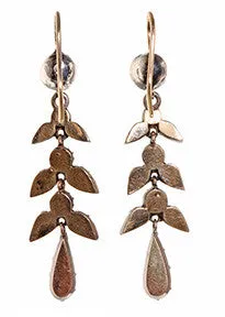 Victorian Paste Leaf Earrings Bell Bird Antiques Earrings