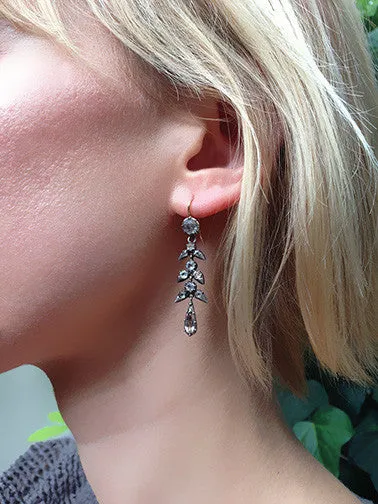 Victorian Paste Leaf Earrings Bell Bird Antiques Earrings