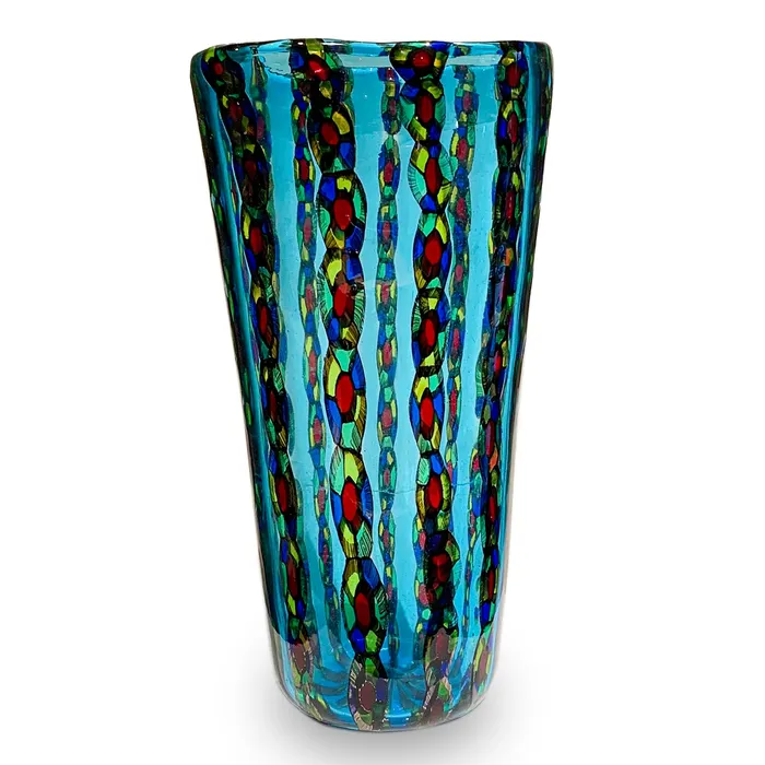 Vittorio Ferro Rings Blue vase Murano glass