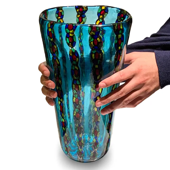 Vittorio Ferro Rings Blue vase Murano glass Vittorio Ferro Rings Blue vase Murano glass