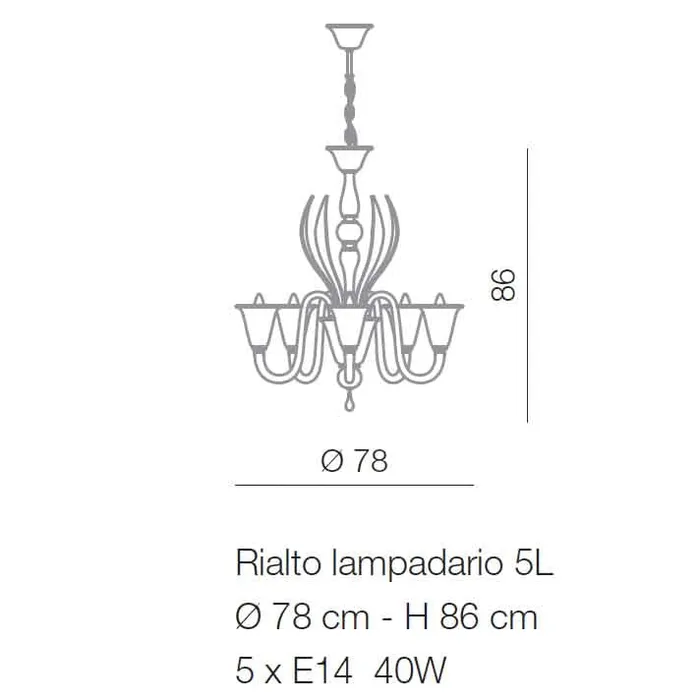 Voltolina Earrings 5 lights Chandelier Rialto Series