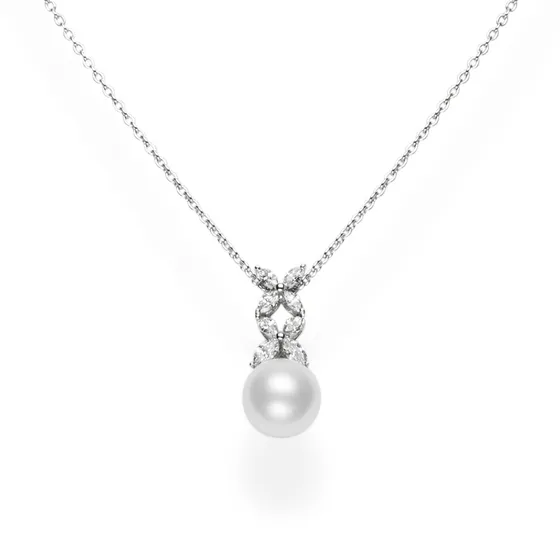 White South Sea Cultured Pearl and Diamond Pendant in 18K White Gold MIKIMOTO CO LTD Earrings White South Sea Cultured Pearl and Diamond Pendant in 18K White Gold MIKIMOTO CO LTD Earrings